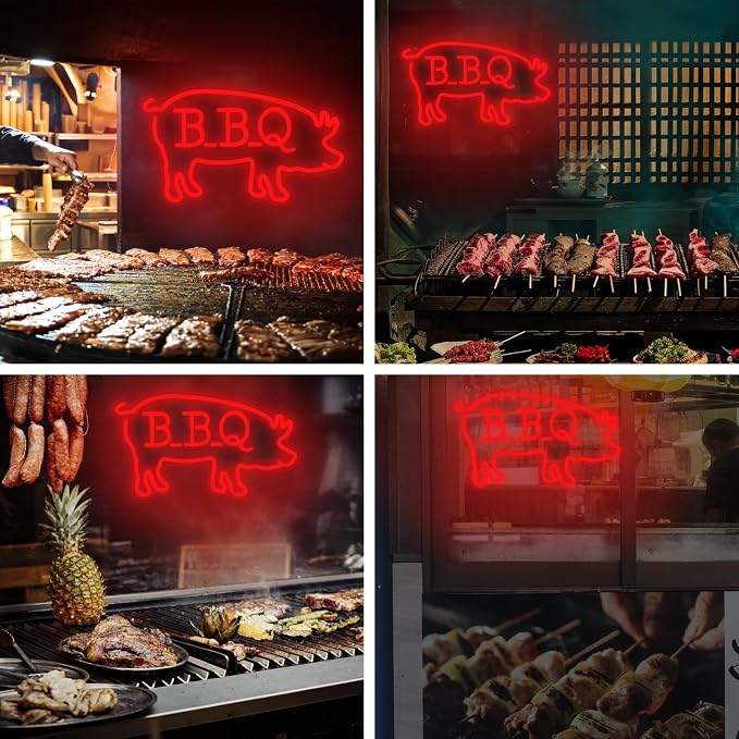 BBQ Pigs LED Neon Sign, Cute Pig LED Light - Image 9