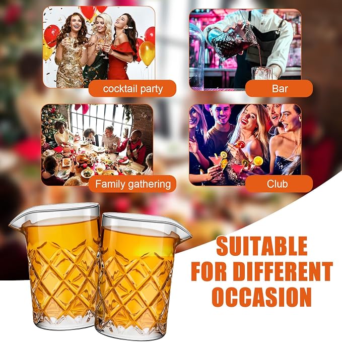 Dandat 6 Pcs Cocktail Mixing Glass 17 oz Crystal Stirring Glass Thick Bottom - Image 7