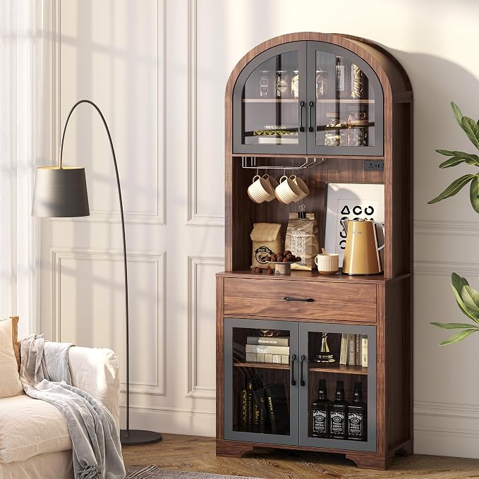 75" Tall Arched Pantry Cabinet - Image 7