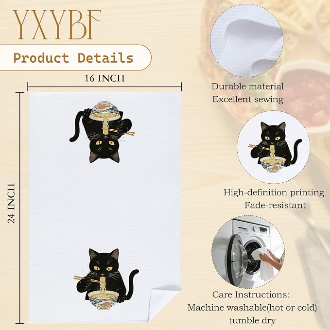 Funny Black Cat Hand Dish Tea Towels - Image 7