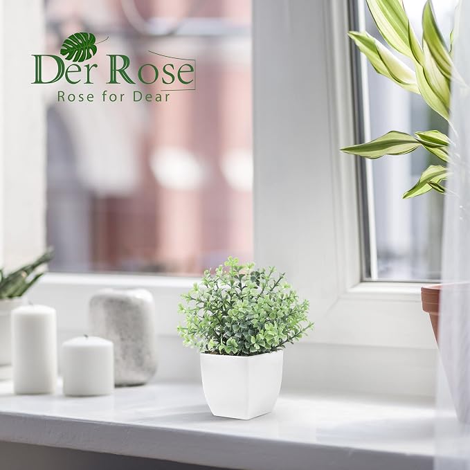 Der Rose 2 Pack Small Fake Plants Artificial Greenery Eucalyptus Plants in Pots - Image 8