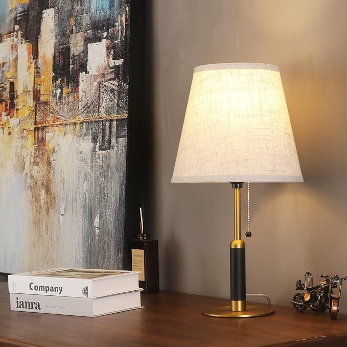 18.9" Set 2 Modern Mid Century Table Lamp Pull Chain Bedside Lamps - Image 9