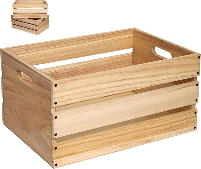 20" L Oversize Wooden Crates For Storage, Wood Milk Crates Of Farmhouse Log - Image 9