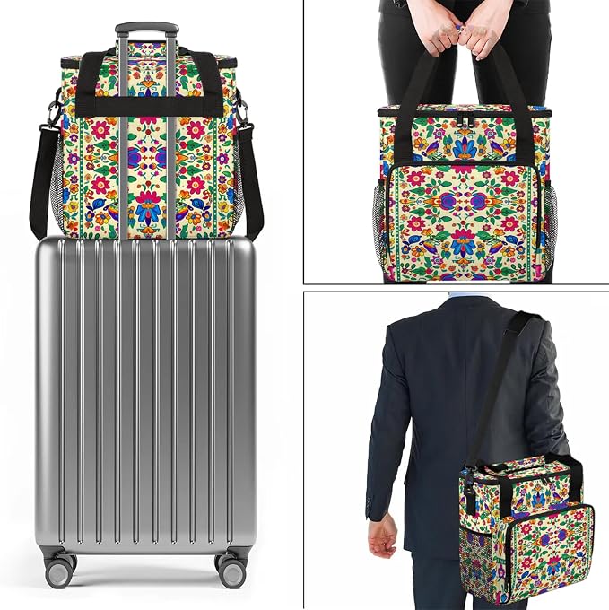 Birds Colorful Flowers Mexican Coffee Maker Carring Bag, Large Insulated - Image 7