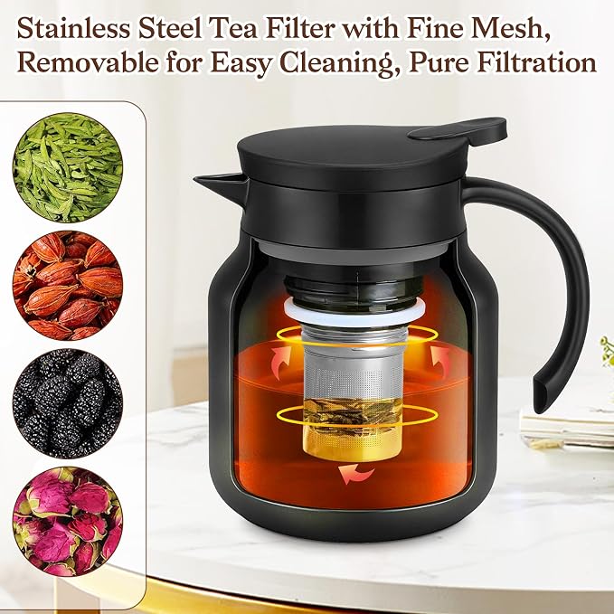 Essenya 2 PCS 30 OZ Thermal Coffee Carafe, Insulated Stainless Steel Coffee - Image 8