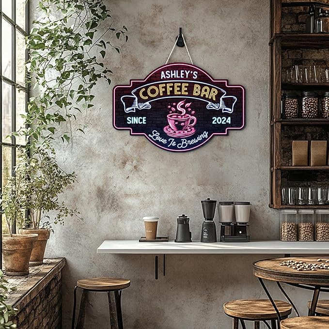 THUYPT Personalized Coffee Sign, Coffee Wooden Sign Plaque Wall Hanging Coffee - Image 7