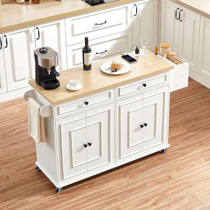 ONBRILL 58" Mobile Kitchen Island, Kitchen Island Cart - Image 8