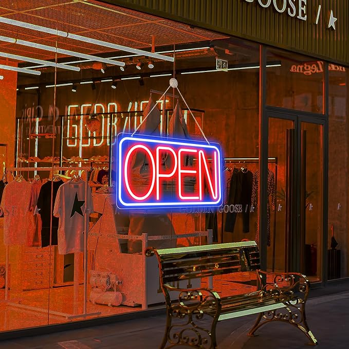 16.5" X 9" Led Neon Open Signs for Business Ultra Bright Plug In Electric Light - Image 7