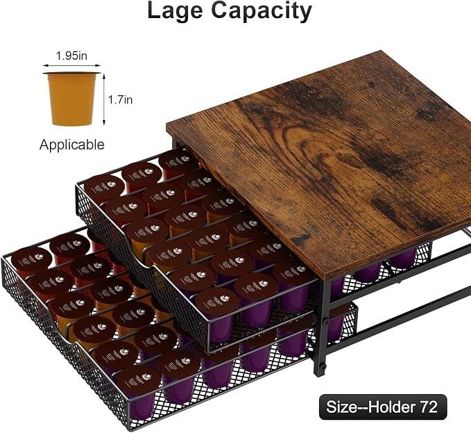 Coffee Pod Drawer K Cups Organizer 2-Tier Coffee Pod Storage Holder - Image 7