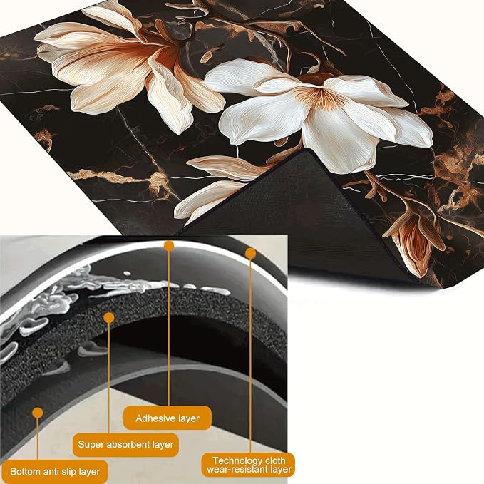 Black Gold Magnolia Stove Top Cover 28.3 x 20.5 Inches, Heat Resistant Glass - Image 8