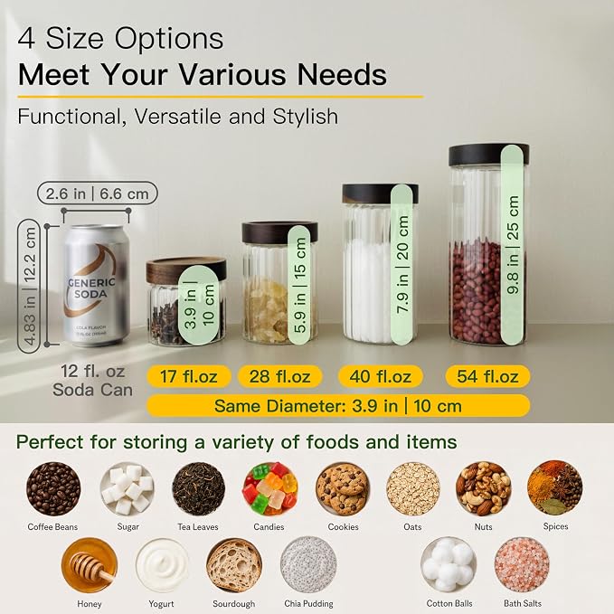 3-pack 17+28+54 oz Borosilicate Glass Food Storage Jars - Image 5