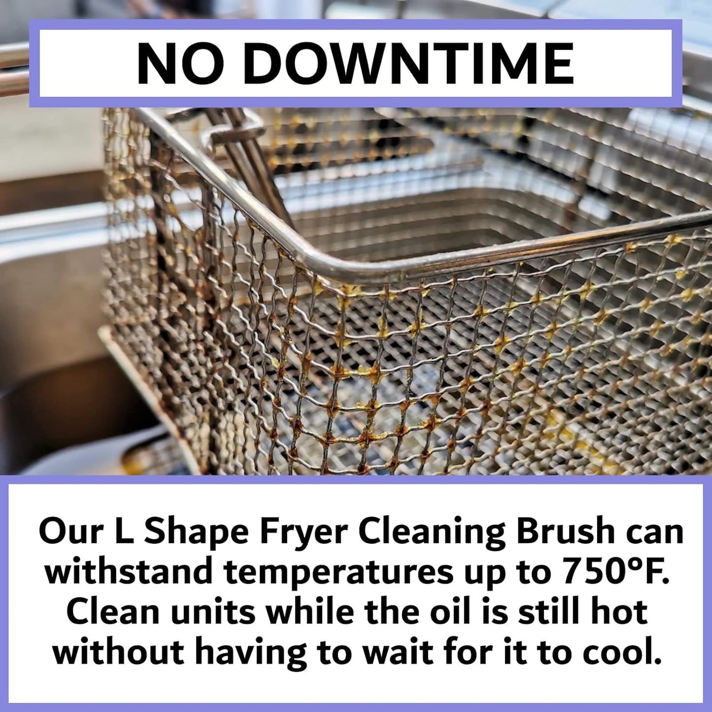 4-Pack L-Shaped Deep Fryer Cleaning Brush, Up to 750F High Heat Resistant Metal Bristles Fryer Cleaning Brush for Food Debris & Grease in Kitchen & Restaurants Deep Fryers Coil by FryOilSaver Co. B53C