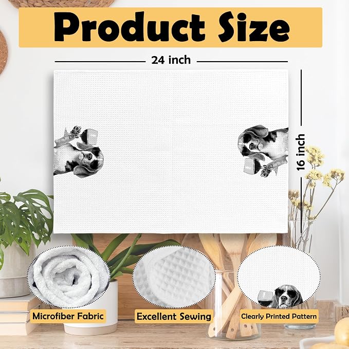 Funny Beagle Kitchen Towels Set of 2, Dog Kitchen Accessories, Coffee Station - Image 6