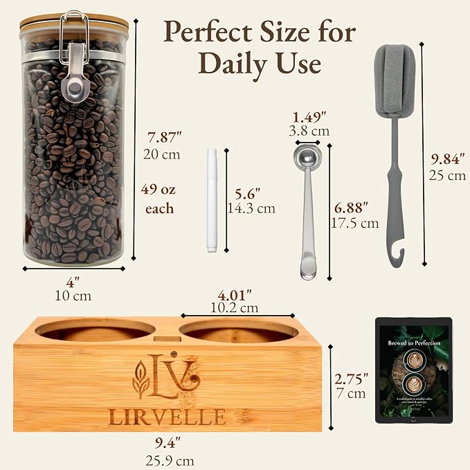 Airtight Coffee Canister with Scoop | Curated Glass Storage Set - Image 9