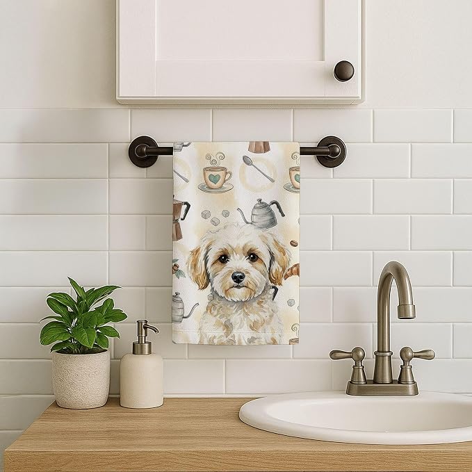 Caroline's Treasures Maltipoo Coffee Bar Kitchen Towel Velour Plush Front and - Image 7