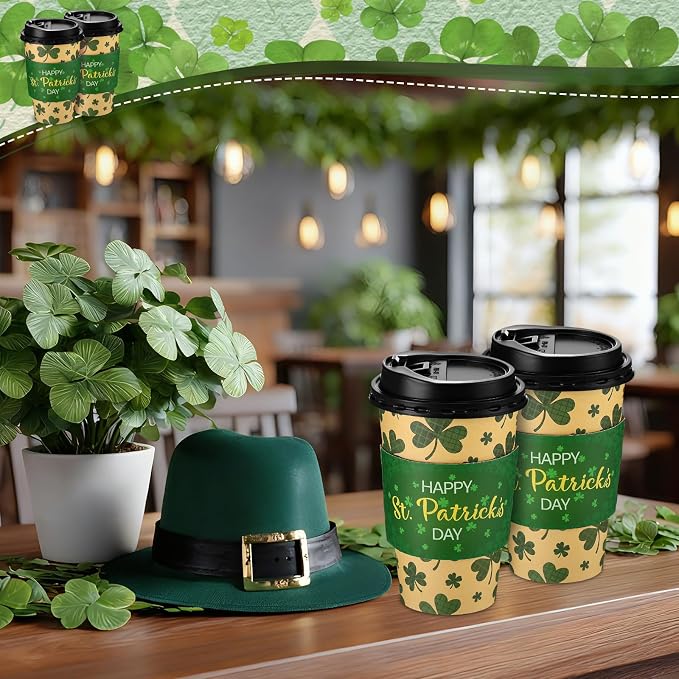 Lallisa 50 Pack 16 oz St. Patrick's Day Disposable Coffee Cups - Image 7
