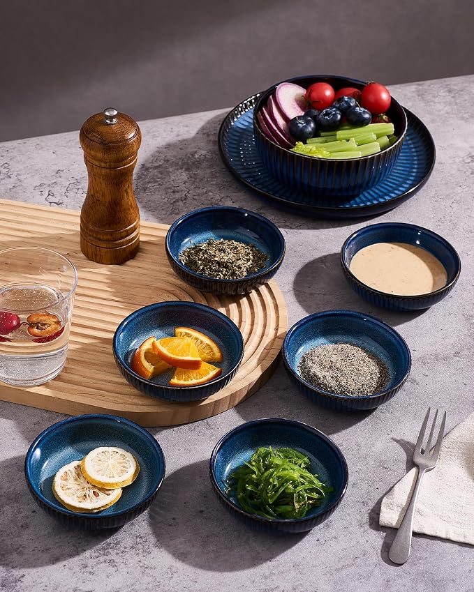 famiware Starlight Soy Sauce Dish Ceramic Dipping Bowls Set of 6, 3 oz - Image 7
