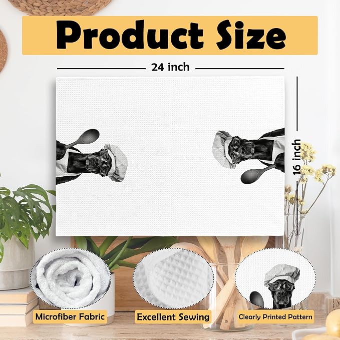 Funny Doberman Kitchen Towels Set of 2, Dog Kitchen Accessories, Dog Chef Gift - Image 6
