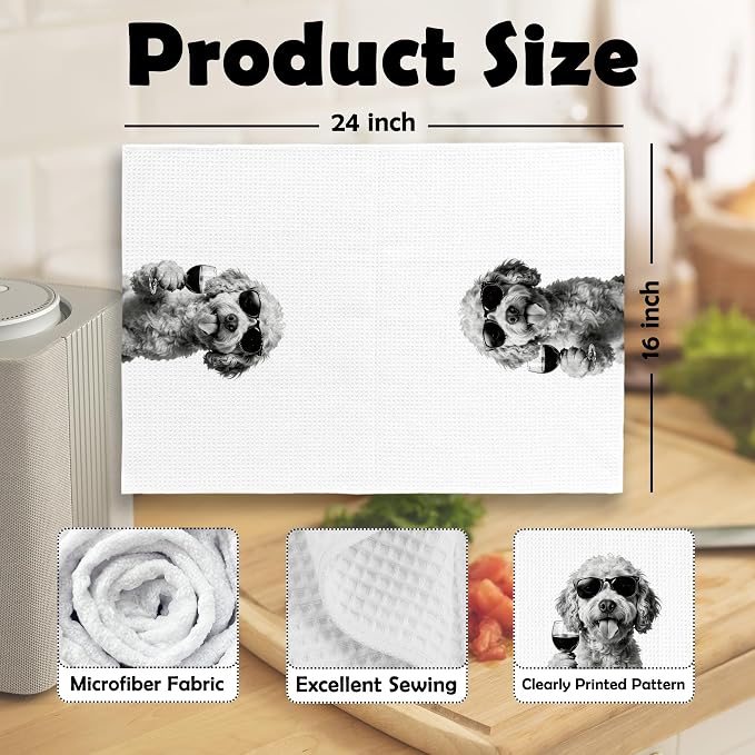 Funny Cockapoo Wine Bar Kitchen Dish Towels, Cockapoo Gifts, Dog Mom Dad Lovers - Image 6