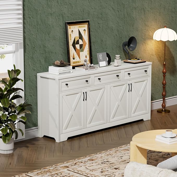 Lyromix 66'' Farmhouse Sideboard Buffet Cabinet - Image 7