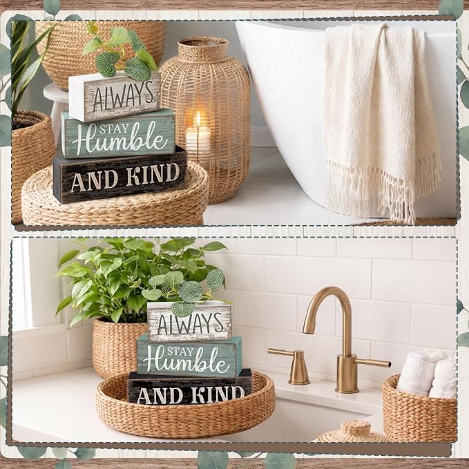 Lineshading 4 Pcs Inspirational Farmhouse Table Decor Always Stay Humble and - Image 9