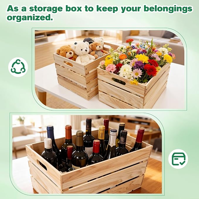 3 Pcs Large Wood Crates Box for Deco Storage Nesting Wood Boxes - Image 7