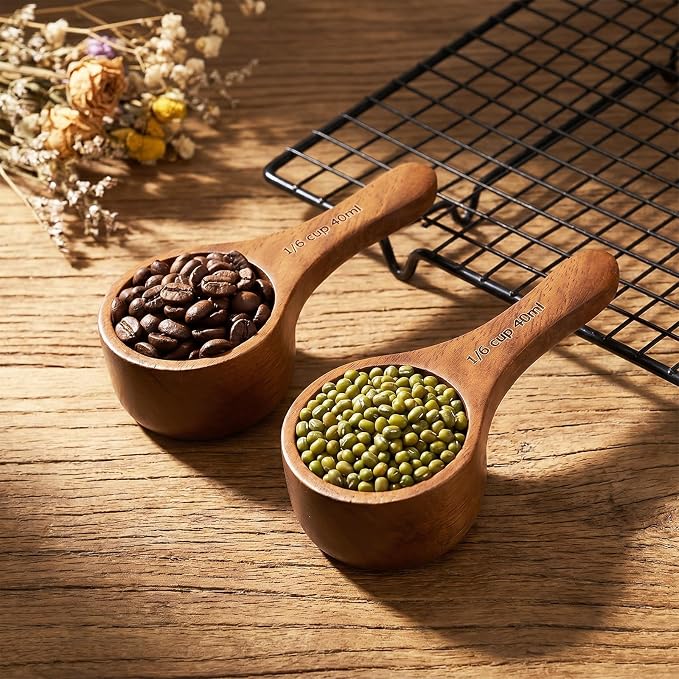 2 Pcs Coffee Scoop for Ground Coffee Walnut Wood Small Coffees Spoons 40 ml - Image 7