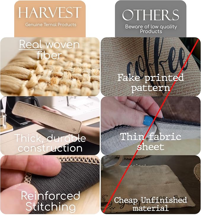Ternal Harvest Burlap Dish Drying Mat 12×19 in – Absorbent & Waterproof Coffee - Image 8