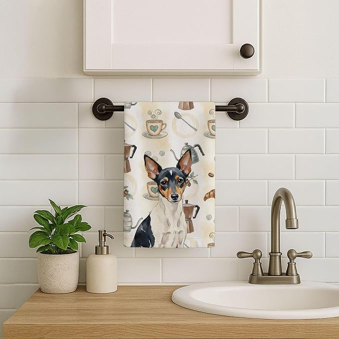Caroline's Treasures Toy Fox Terrier Coffee Bar Kitchen Towel Velour Plush - Image 7