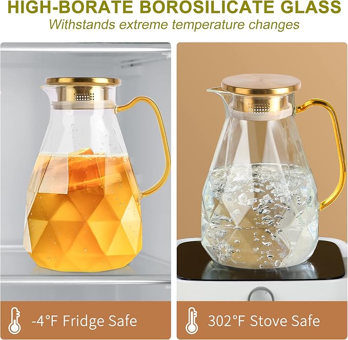 Glass Pitcher, 2.2 Liter Water Pitcher - Image 9