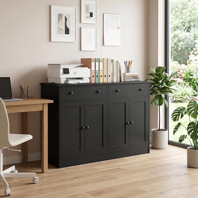 holzart 49" Black Buffet Cabinet - Image 9