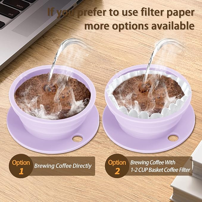 2 Pieces Collapsible Paperless Travel Pour Over Coffee Dripper Kit, Single Cup - Image 8
