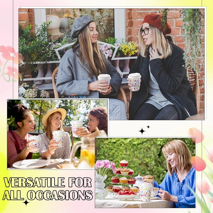AmazingSpark 48 Sets 8oz Floral Disposable Coffee Cups - Image 6