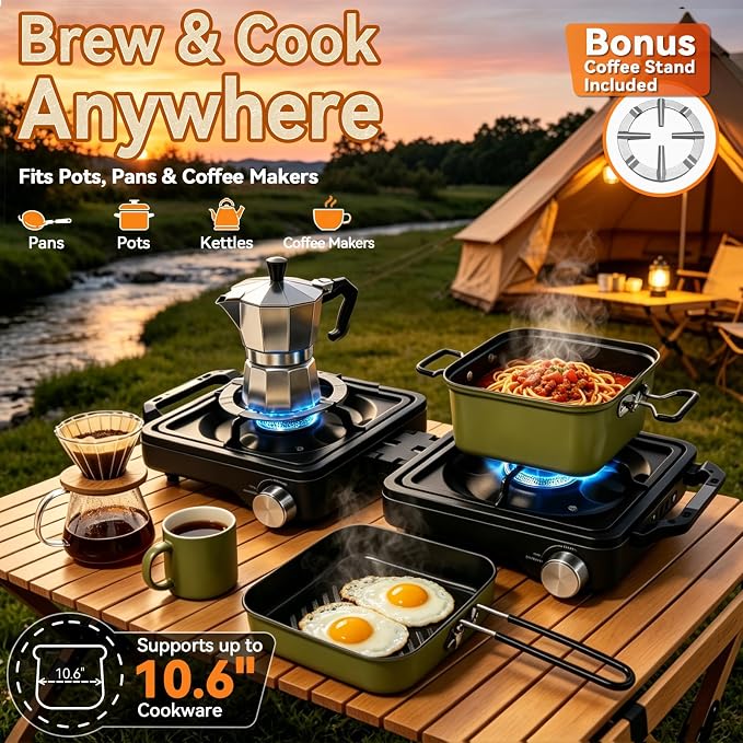 2 Burner Camp Stove 24000 BTU, Portable Propane Camping Stove - Image 9