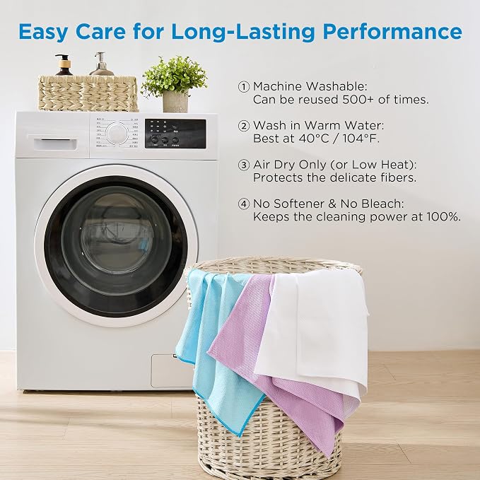 Microfiber Glass Cleaning Cloth, 6 Pack | 15.5x15.5 Inches Lint Free Streak - Image 9