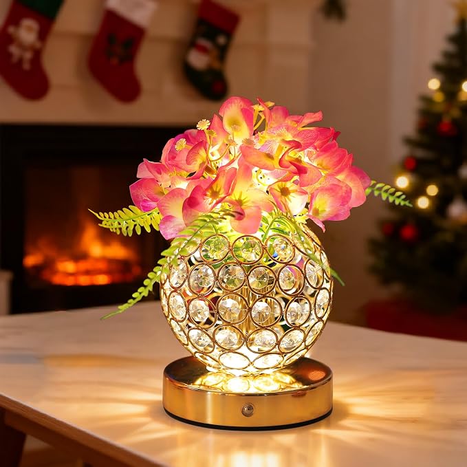 Purple Artificial Hydrangea Flower Lamp, 3 Color Dimmable Touch Control Night - Image 9