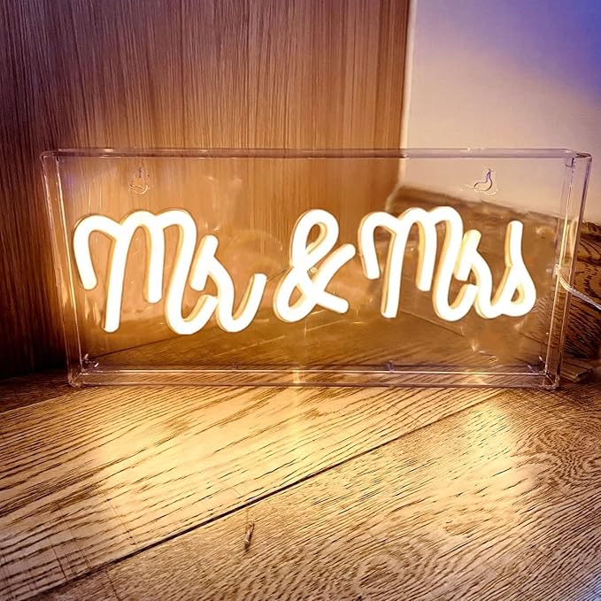 Mr&Mrs Neon Sign for Wedding, Stand Mr and Mrs Led Table Sign for Wedding Decor - Image 4