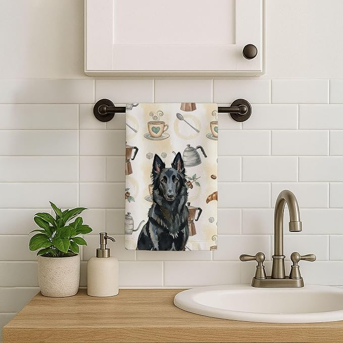 Caroline's Treasures Belgian Sheepdog Groenendael Coffee Bar Kitchen Towel - Image 7