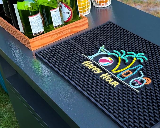 Happy Hour Silicone Bar Mat for Bartending 18x12 in, Cocktail Mat, Tiki Bar - Image 7