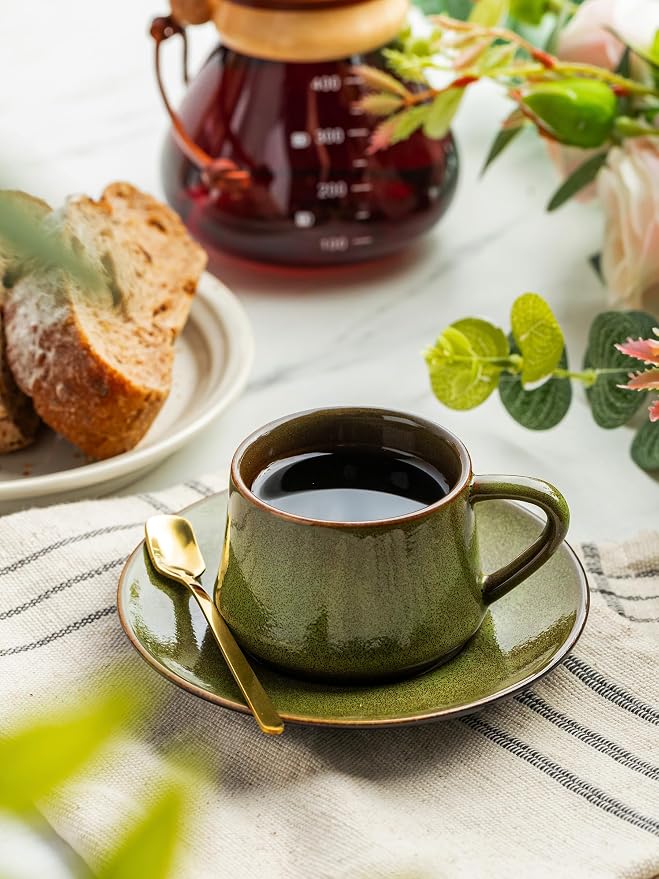 YHOSSEUN Ceramic Espresso Cups Set of 6, 4 Oz Expresso Shots Cup - Image 8