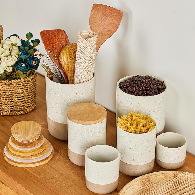 Yangbaga Canister Sets for Kitchen Counter, 20 OZ Large Ceramic Food Storage - Image 7