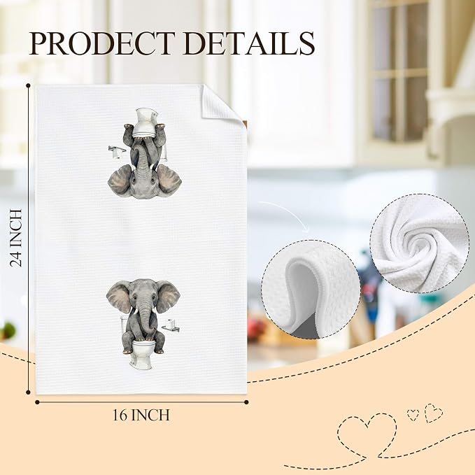 Funny Elephant Bathroom Hand Towels, Elephant Lover Gifts, Humor Bathing - Image 6