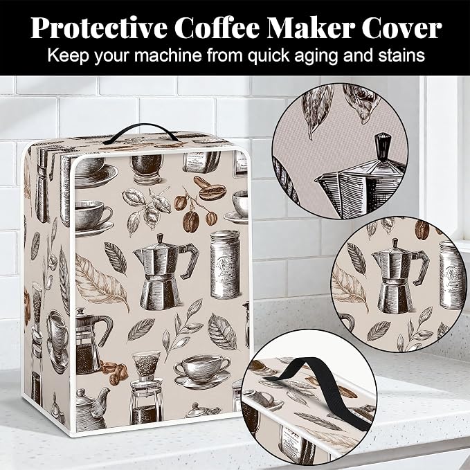 BVBOX Coffee Maker Cover, Durable Dustproof Lightweight Polyester Cotton Blend - Image 7