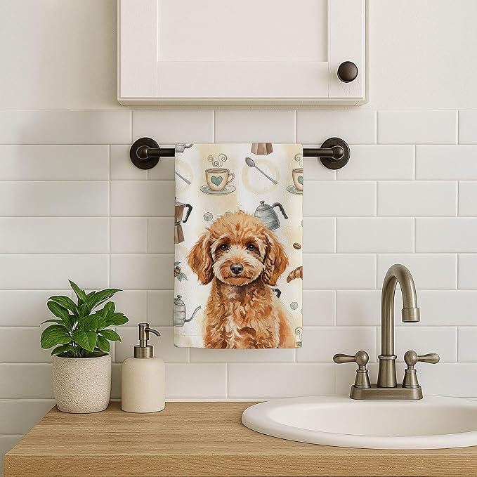 Caroline's Treasures Miniature Apricot Poodle Coffee Bar Kitchen Towel Velour - Image 7