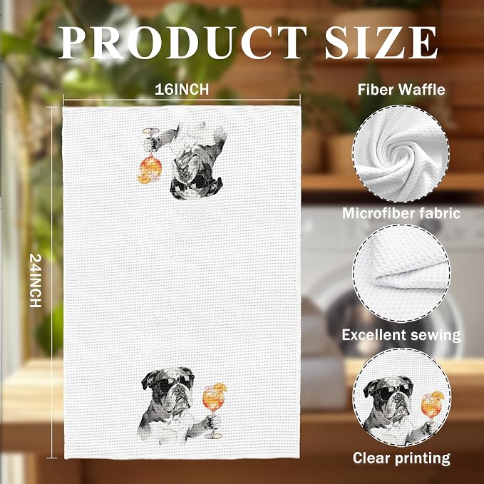 Funny English Bulldog Cocktail Kitchen Towels, Dog Lover Gifts - Image 6