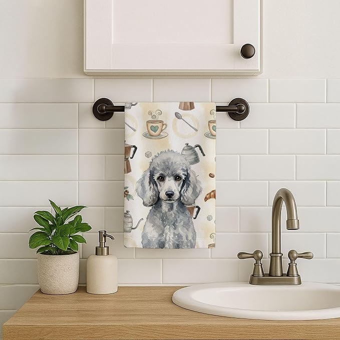Caroline's Treasures Standard Silver Poodle Coffee Bar Kitchen Towel Velour - Image 7