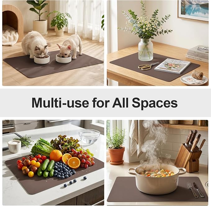 Ecotrim Absorbent Coffee Mat, Stain Hiding PU Leather Surface, Non-Slip Natural - Image 6