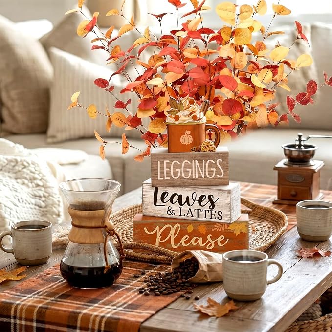 Lineshading 4 Pcs Fall Coffee Table Decor Fall Decoration - Image 6