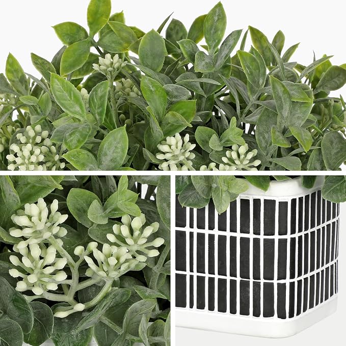 Artificial Plants Indoor Small Fake Plants in Pot Rustic Faux Boxwood Greenery - Image 7