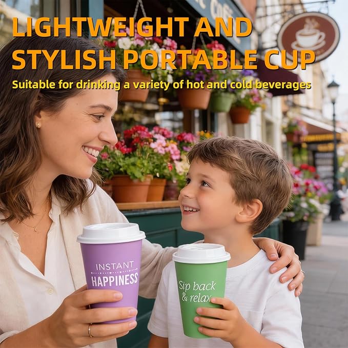 Reusable Coffee Cups with Lids, 16 oz, Plastic Travel Coffee Mug, To Go Coffee - Image 8
